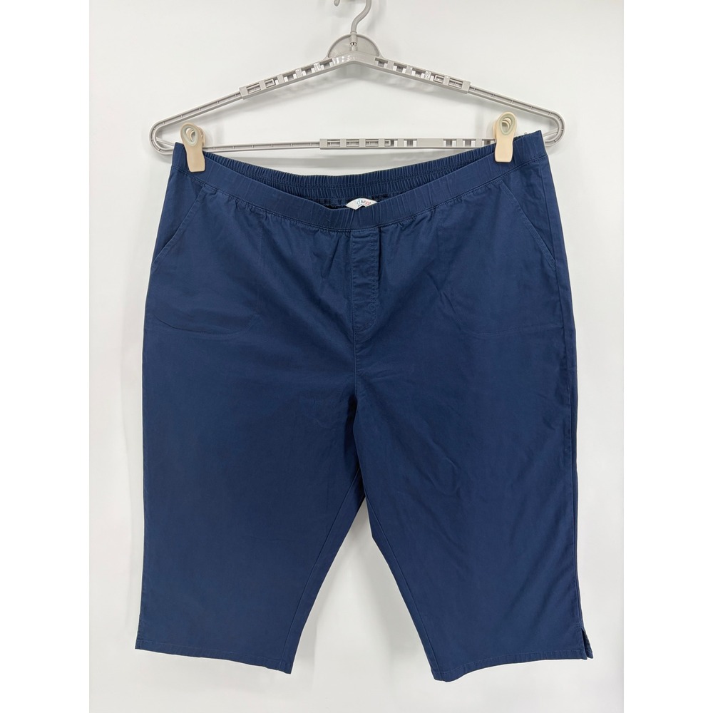 Denim & Co Womens 3XT Navy Blue Capri Pants Elastic Waist Stretch Cotton